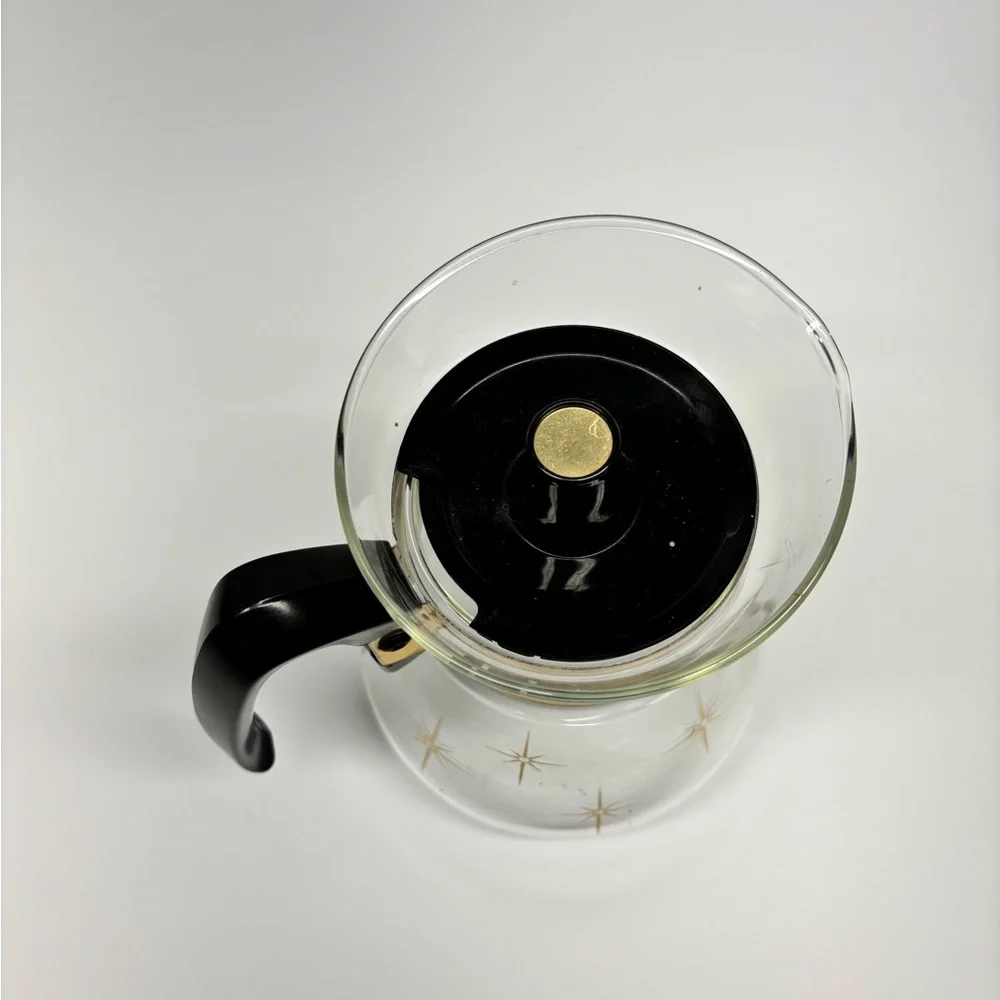 Vintage MCM Pyrex Corning 1960s Atomic Star Burst 4-6 Cup Coffee Pot Carafe - Picture 5 of 10